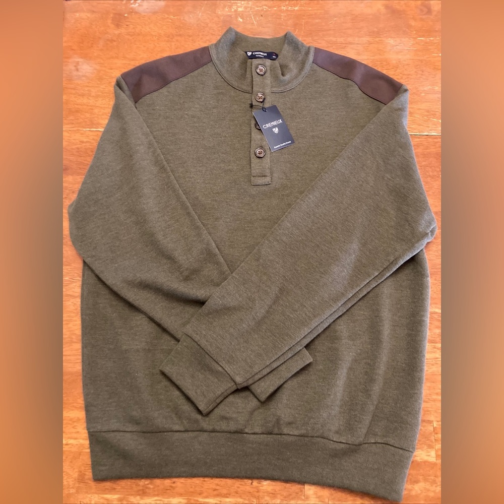 cremieux classics pull over sweater 1/4 button henley